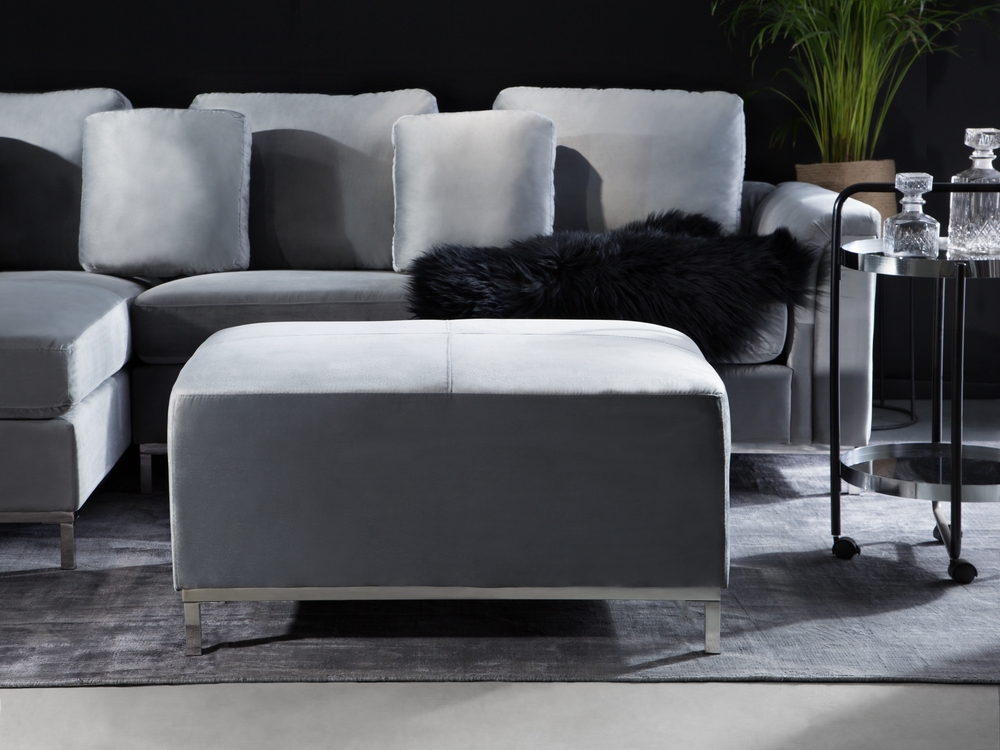 Light gray outlet velvet ottoman