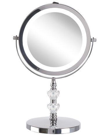 Espejo de maquillaje LED de metal plateado ø 20 cm LAON