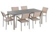 Table de jardin plateau granit noir 180 cm 6 chaises textile beige GROSSETO_434001