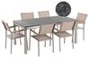 Hatszemélyes fekete égetett gránit étkezőasztal bézs székekkel GROSSETO_434001