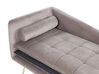 Left Hand Velvet Chaise Lounge Beige and Grey GONESSE_856973