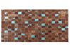 Kožený koberec 80 x 150 cm hnedá/modrá ALIAGA_641394