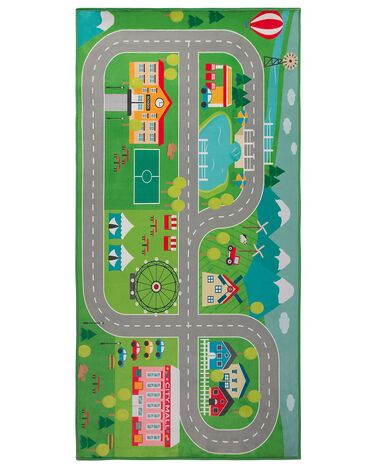 Kinderteppich grün Stadt-Motiv 80 x 150 cm SEBEN 