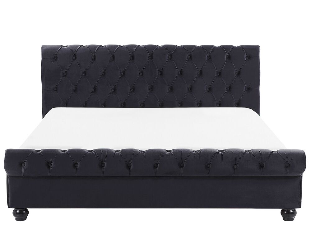 Velvet EU Super King Size Bed Black AVALLON Beliani.co.uk