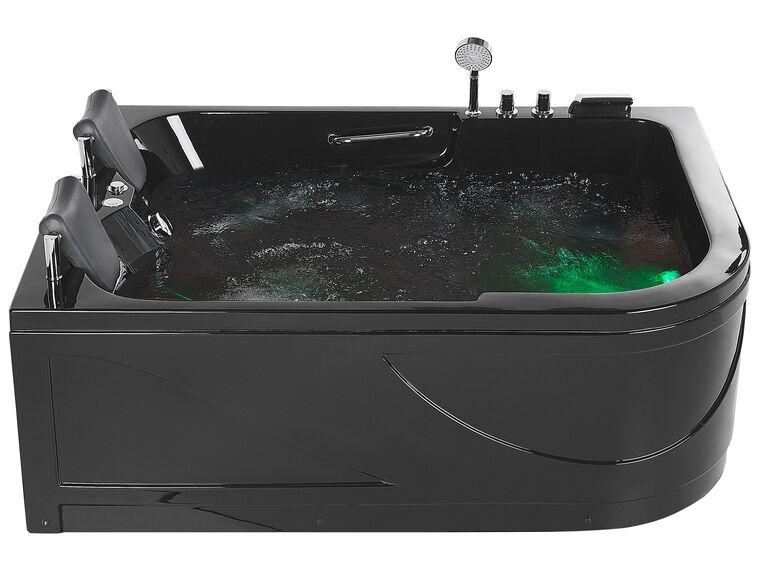 Right Hand Whirlpool Corner Bath with LED 1700 x 1190 mm Black BAYAMO_821134