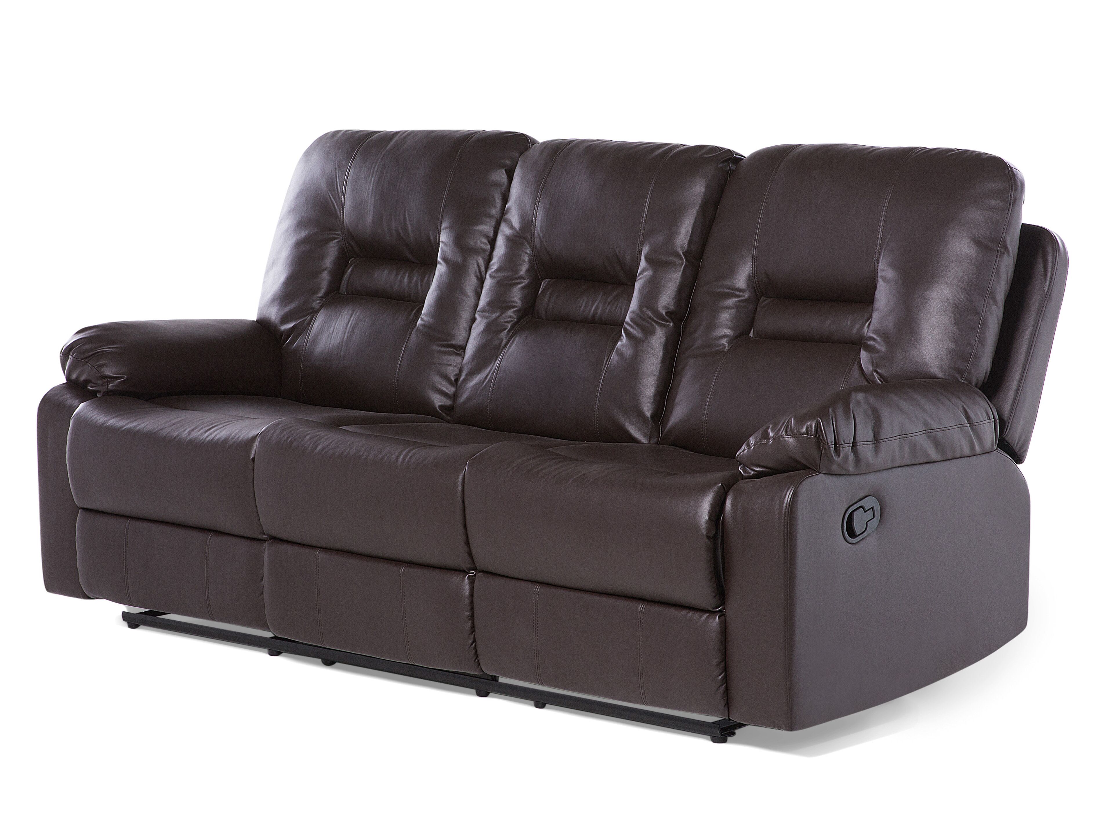 argos brown leather recliner sofa