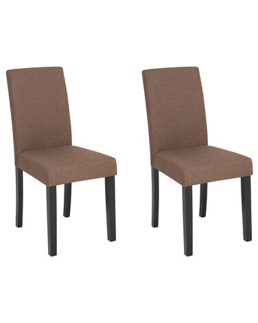 Set of 2 Fabric Dining Chairs Brown BROADWAY