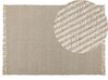Teppich beige 140 x 200 cm Streifenmuster Kurzflor zweiseitig ALADAG_807283