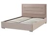 Zamatová posteľ s úložným priestorom 160 x 200 cm sivobéžová ROUEN_843842