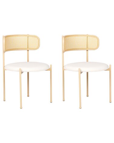 Set of 2 Metal Dining Chairs Light Wood ANDOVER