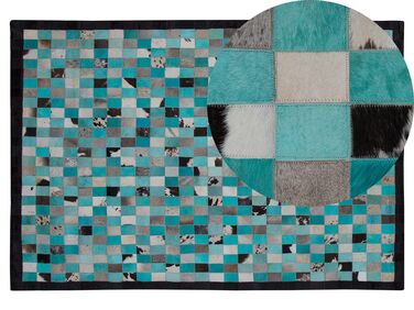 Cowhide Area Rug Turquoise and Grey 140 x 200 cm NIKFER