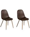 Set of 2 Faux Leather Dining Chairs Brown BRUCE_682190