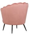 Sessel Samtstoff rosa / schwarz Muscheldesign LOVIKKA_881471
