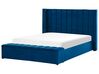 Łóżko wodne welurowe z ławką 160 x 200 cm niebieskie NOYERS_915144