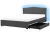 Fabric EU Super King Bed Multicolour LED with Storage Grey MONTPELLIER_709698