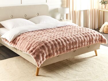 Faux Fur Bedspread 150 x 200 cm Pink SALKA