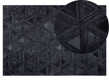 Vloerkleed leer zwart 140 x 200 cm KASAR