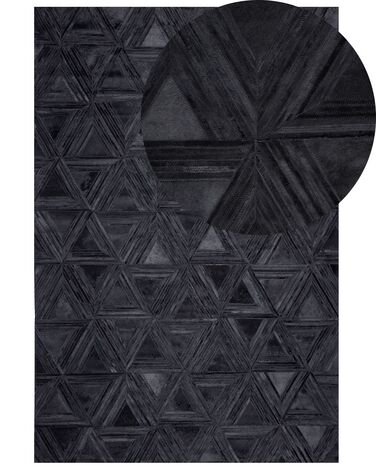 Dywan skórzany 140 x 200 cm czarny KASAR
