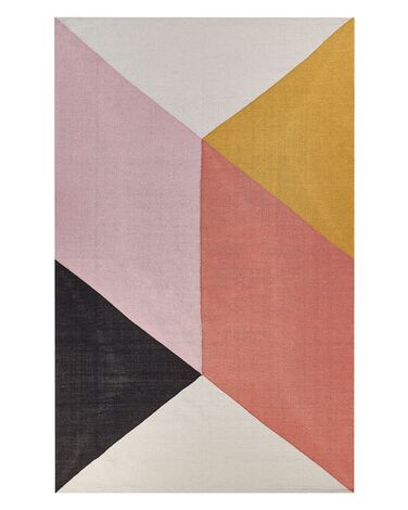 Alfombra de algodón rosa/beige/amarillo/negro 140 x 200 cm NIZIP