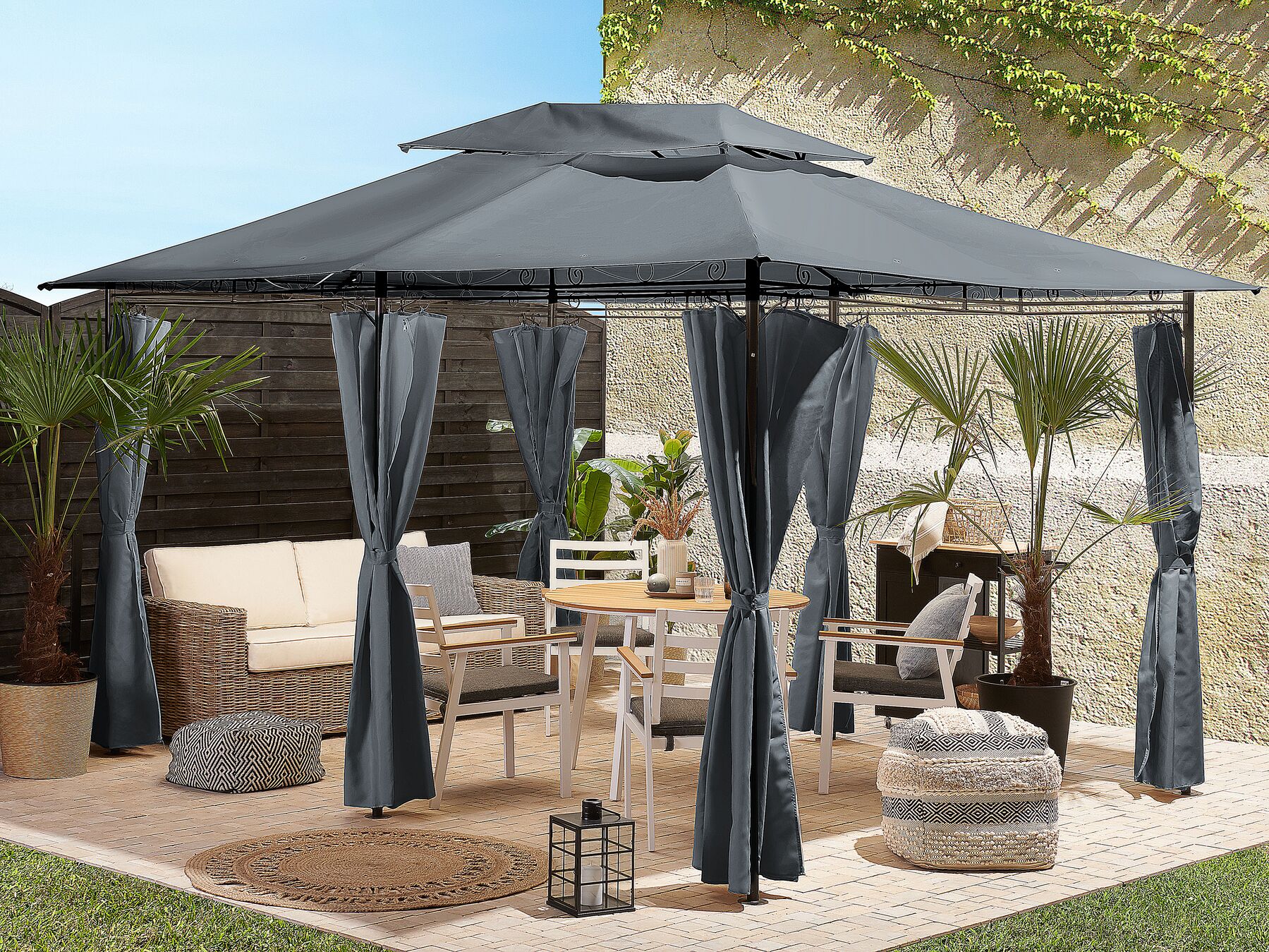 Gazebo 300 x 400 cm Dark Grey COLOS Beliani.co.uk