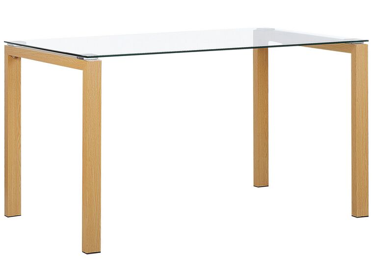Étkezőasztal Üveg Felülettel Világos Fa Színű Lábakkal  130 x 80 cm TAVIRA_792978
