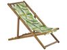 Set of 2 Acacia Folding Deck Chairs and 2 Replacement Fabrics Light Wood with Off-White / Green Palm Leaves Pattern ANZIO_819565