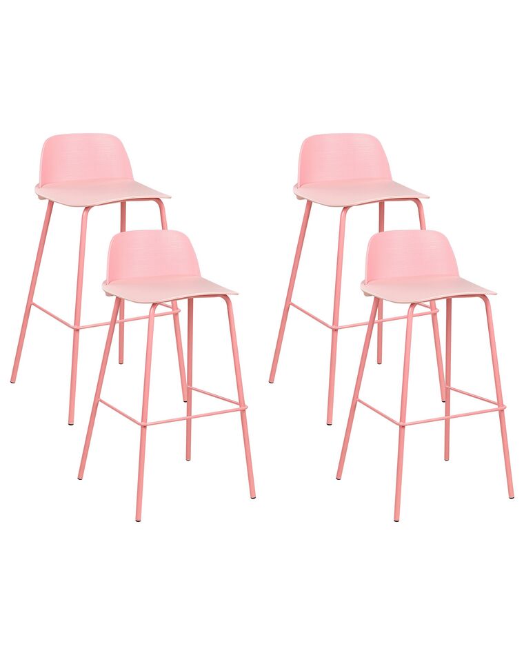 Zestaw 4 krzeseł barowych różowy MORA II_876350