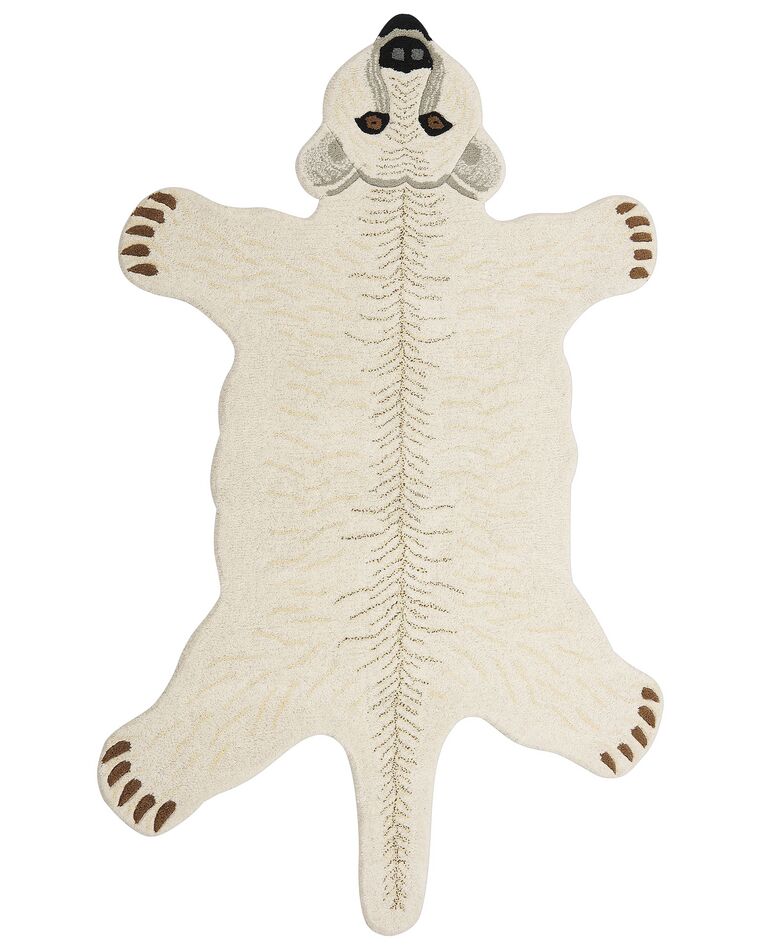 Vlnený detský koberec v tvare ľadového medveďa 100 x 160 cm biely TAQQIQ_873899