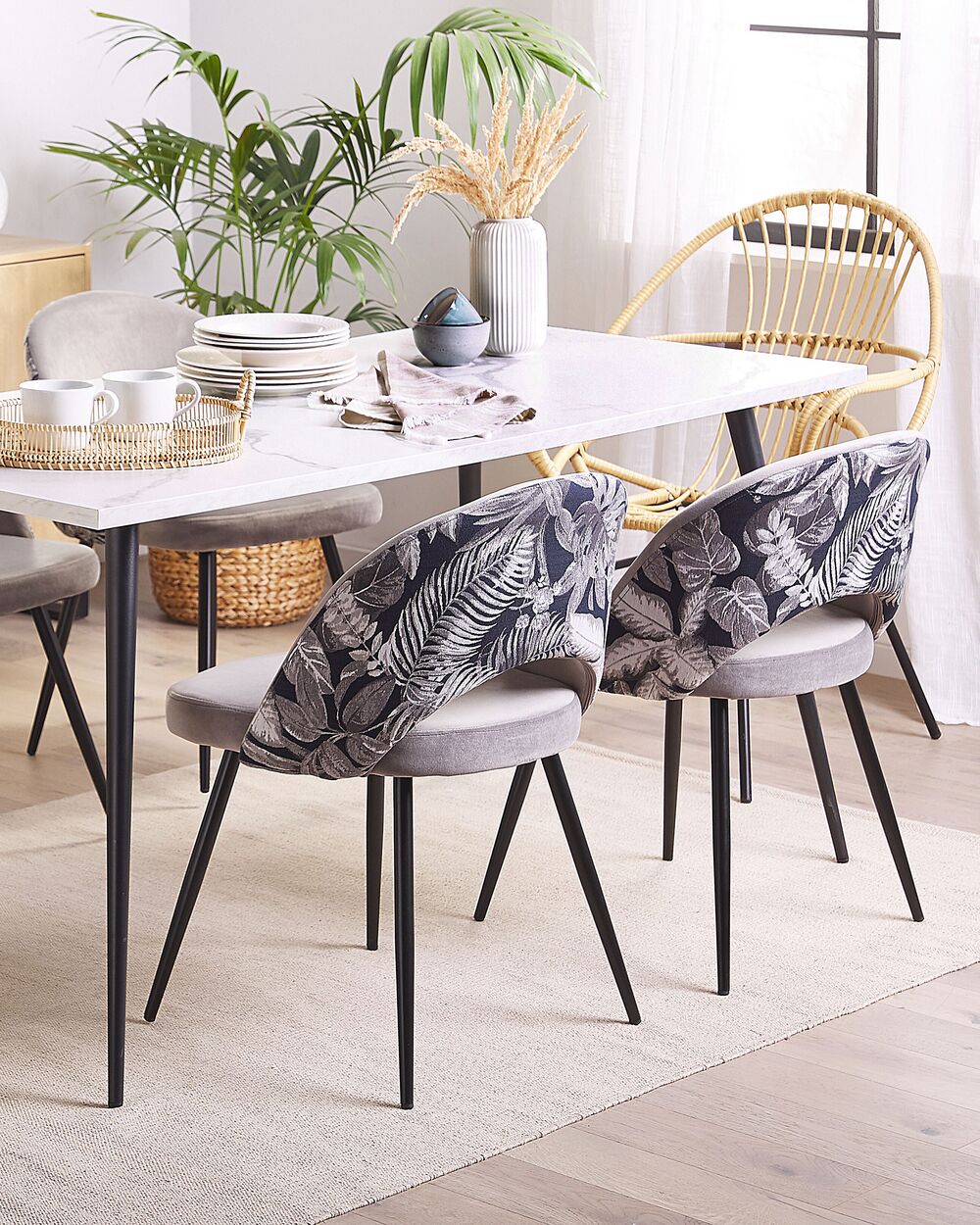 Set of 2 Velvet Dining Chairs Grey VIVIAN Beliani.co.uk