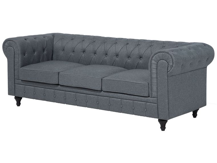 Right Hand Fabric Corner Sofa Grey CHESTERFIELD Beliani.co.uk