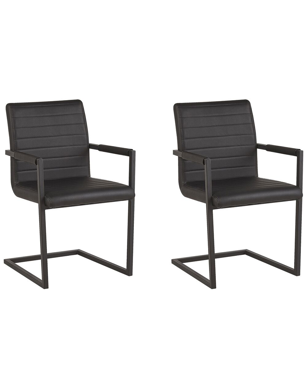 Set of 2 Faux Leather Dining Chairs Black BUFORD Beliani.co.uk