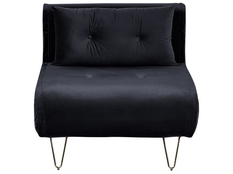 Divano Letto 3 Posti In Velluto Nero Con Gambe In Legno Beliani: Elegante E Trasformabile, Meccanismo Click-clack - copertina