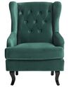 Velvet Fabric Wingback Chair Dark Green ALTA_749413
