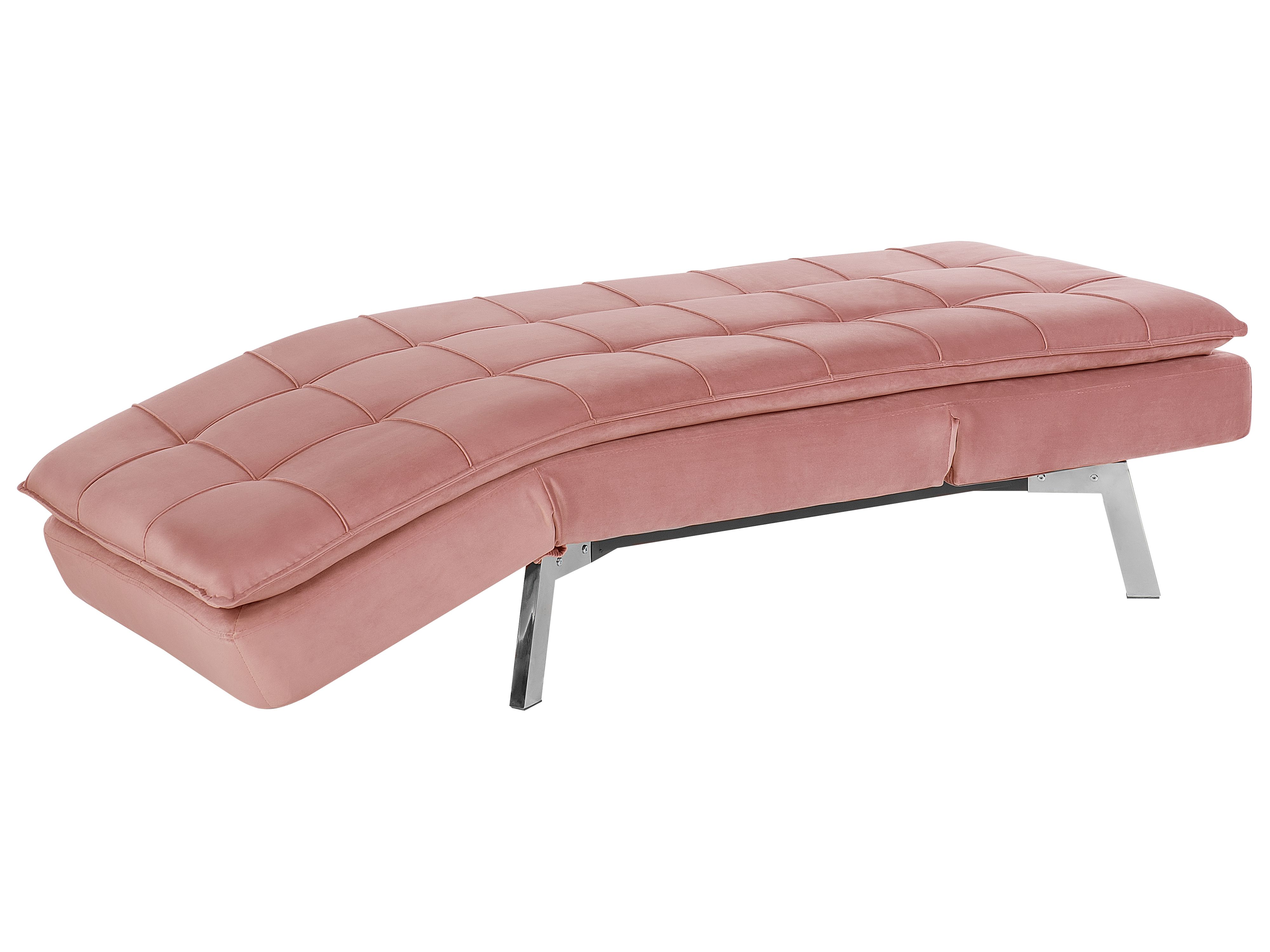 Velvet Chaise Lounge Pink LOIRET Beliani.co.uk
