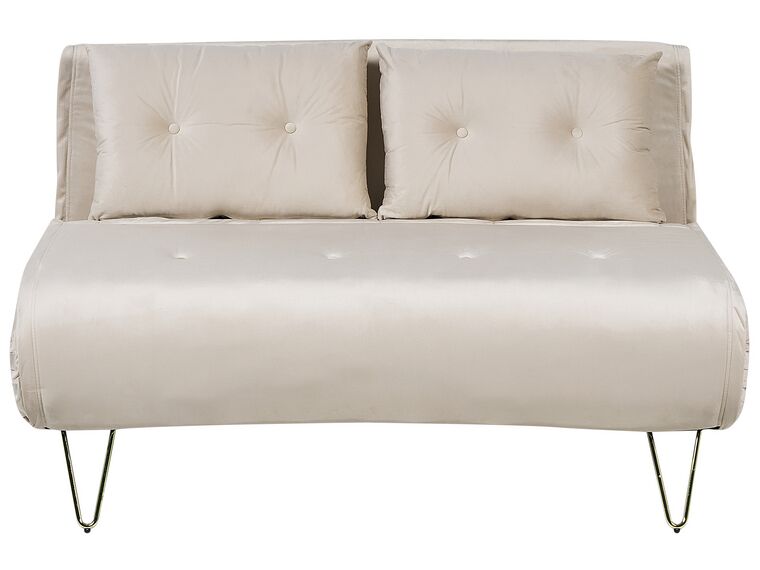 Sofa welurowa rozkładana 2-osobowa beżowa VESTFOLD_851041