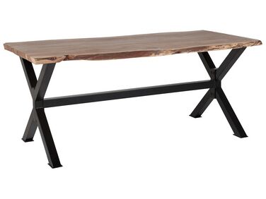 Rusztikus Fa Étkezőasztal Fekete Lábazattal 200 x 95 cm VALBO