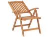 Set of 6 Acacia Wood Garden Folding Chairs with Red Cushions JAVA_786195