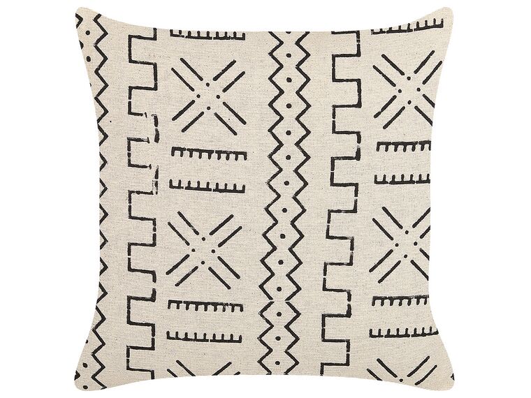 Cotton Cushion Geometric Pattern 45 x 45 cm White and Black MYRICA_838820