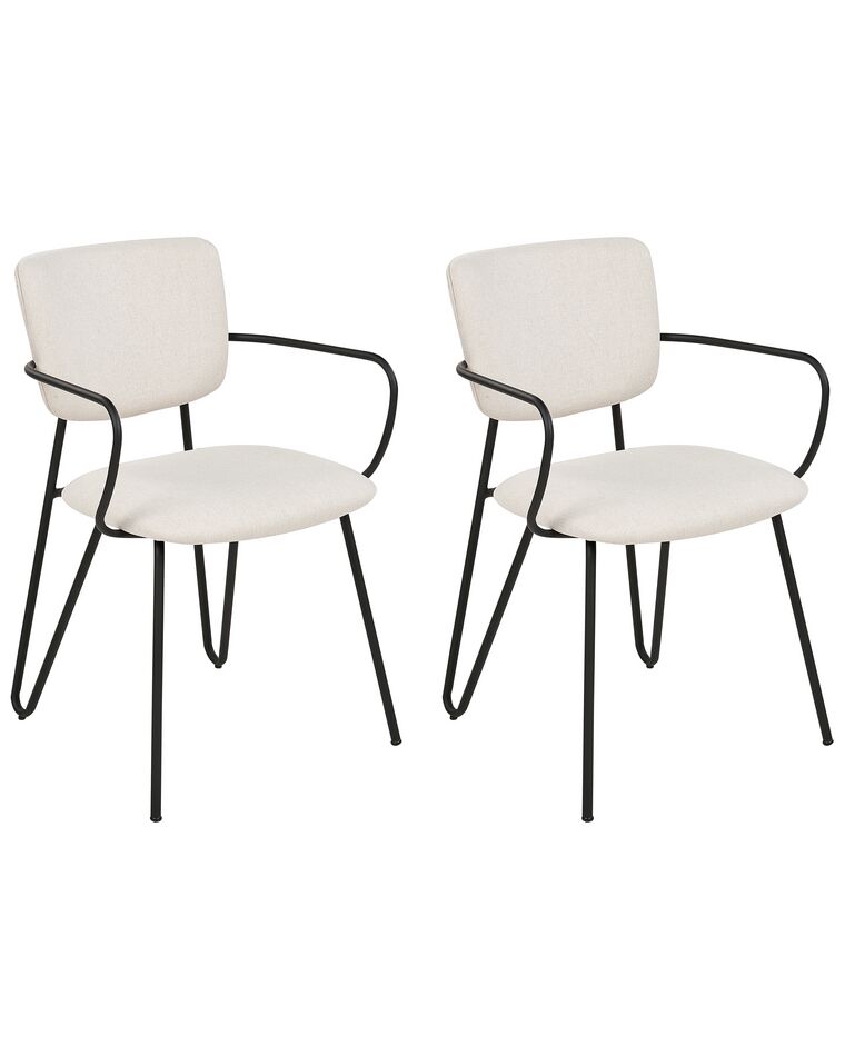 Set of 2 Fabric Dining Chairs Cream ELKO_871838