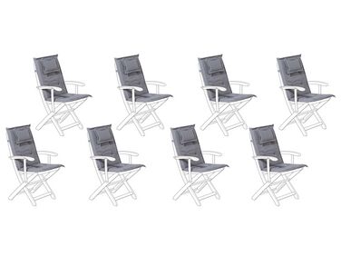 Lot de 8 coussins en tissu gris graphite pour chaises de jardin MAUI
