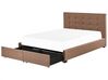 Fabric EU King Size Bed with Storage Brown LA ROCHELLE_833010