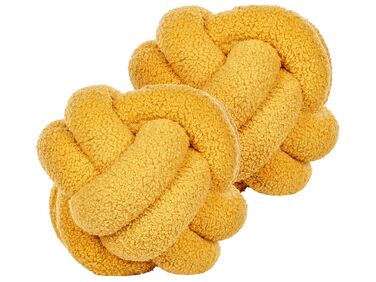 Set of 2 Boucle Knot Cushions 19 x 19 cm Yellow MALNI