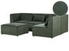 Left Hand 4 Seater Modular Jumbo Cord Corner Sofa with Ottoman Dark Green LEMVIG_875778