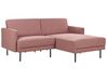 Left Hand 2 Seater Fabric Corner Sofa Pink Brown BREDA_895075