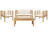 4 Seater Acacia Garden Sofa Set Light Wood with White PACIFIC_897501