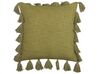 Set of 2 Cotton Cushion with Tassels 45 x 45 cm Green LYNCHIS_838697