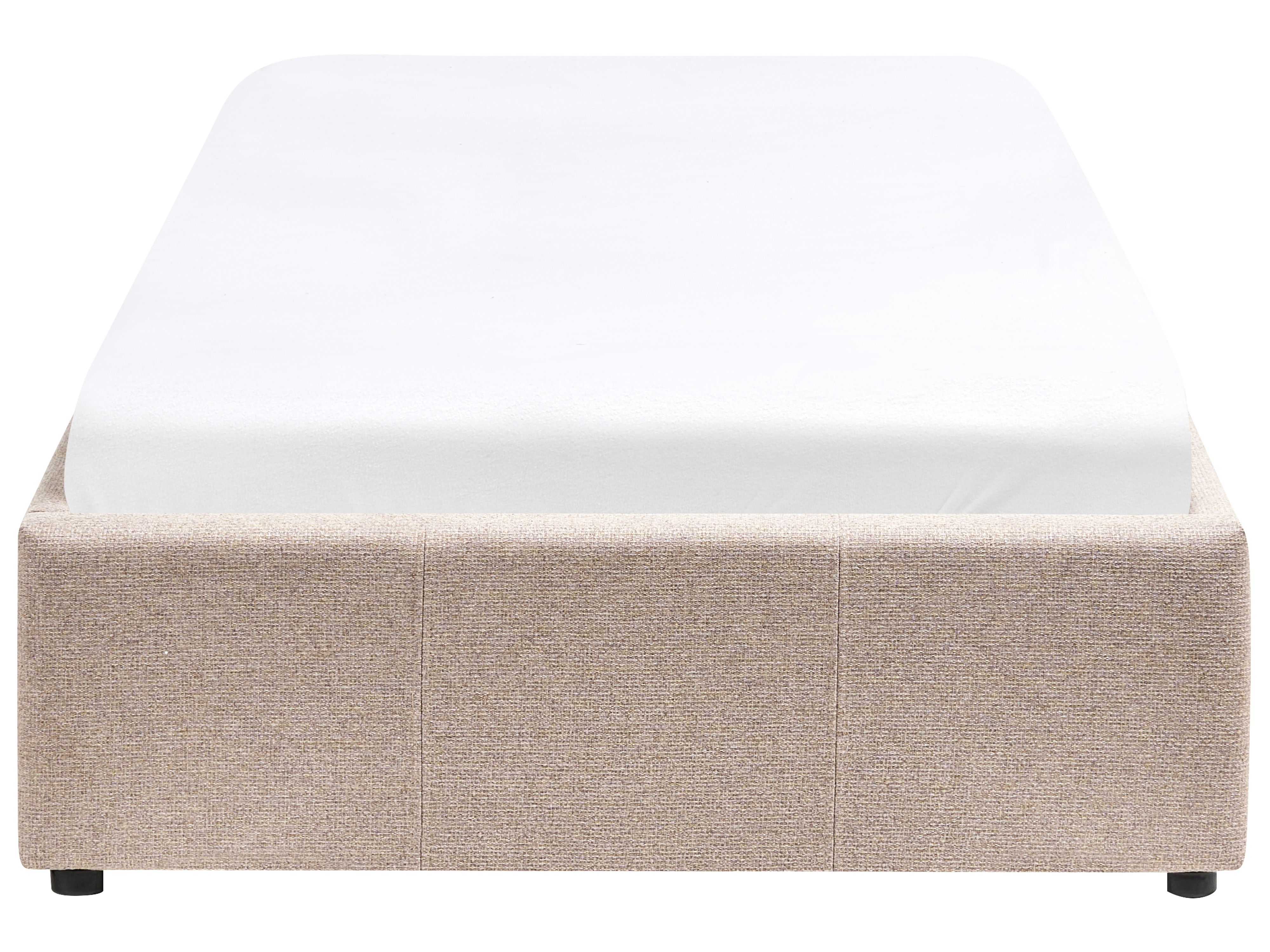 Łóżko z pojemnikiem tapicerowane 90 x 200 cm beżowe DINAN