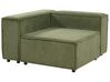 Left Hand 3 Seater Modular Jumbo Cord Corner Sofa with Ottoman Green APRICA_895389