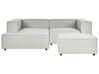 Right Hand 2 Seater Modular Linen Corner Sofa with Ottoman Grey APRICA_874750