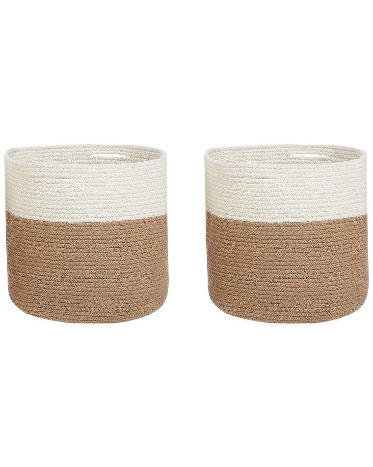 Set of 2 Cotton Baskets Beige and White ARDESEN_840445